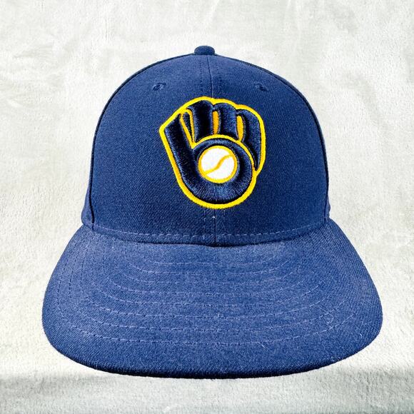 Milwaukee‎ Brewers Hat Cap Men's OSFM Fitted 7 1/4 New Era 59Fifty Baseball MLB - Picture 2 of 9